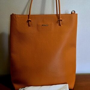 Furla Orange Structured Leather Tote